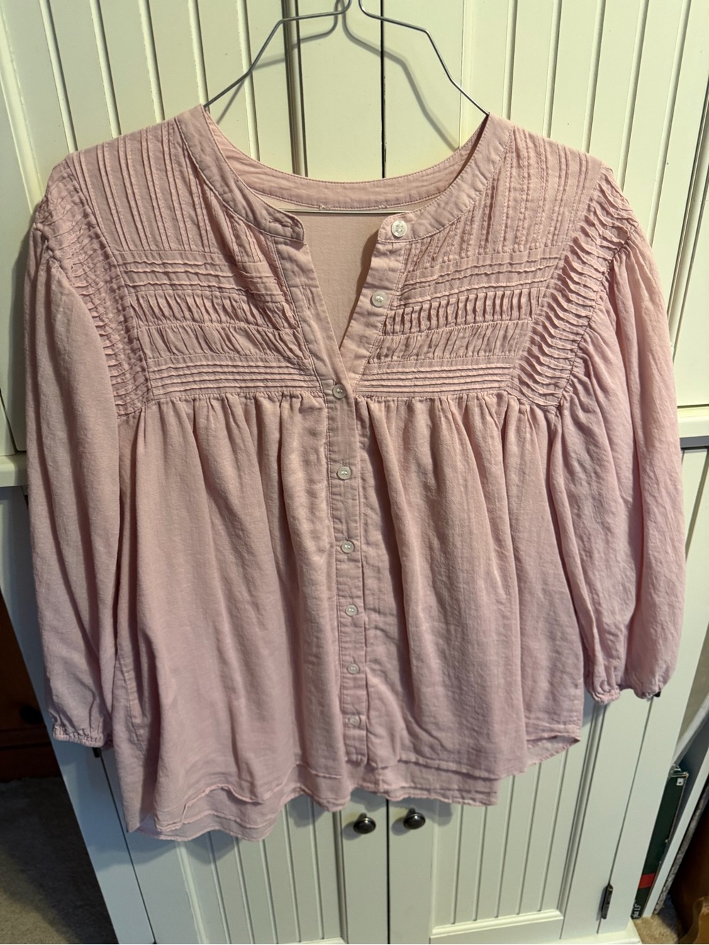 Light Pink Button-Front Women's Blouse